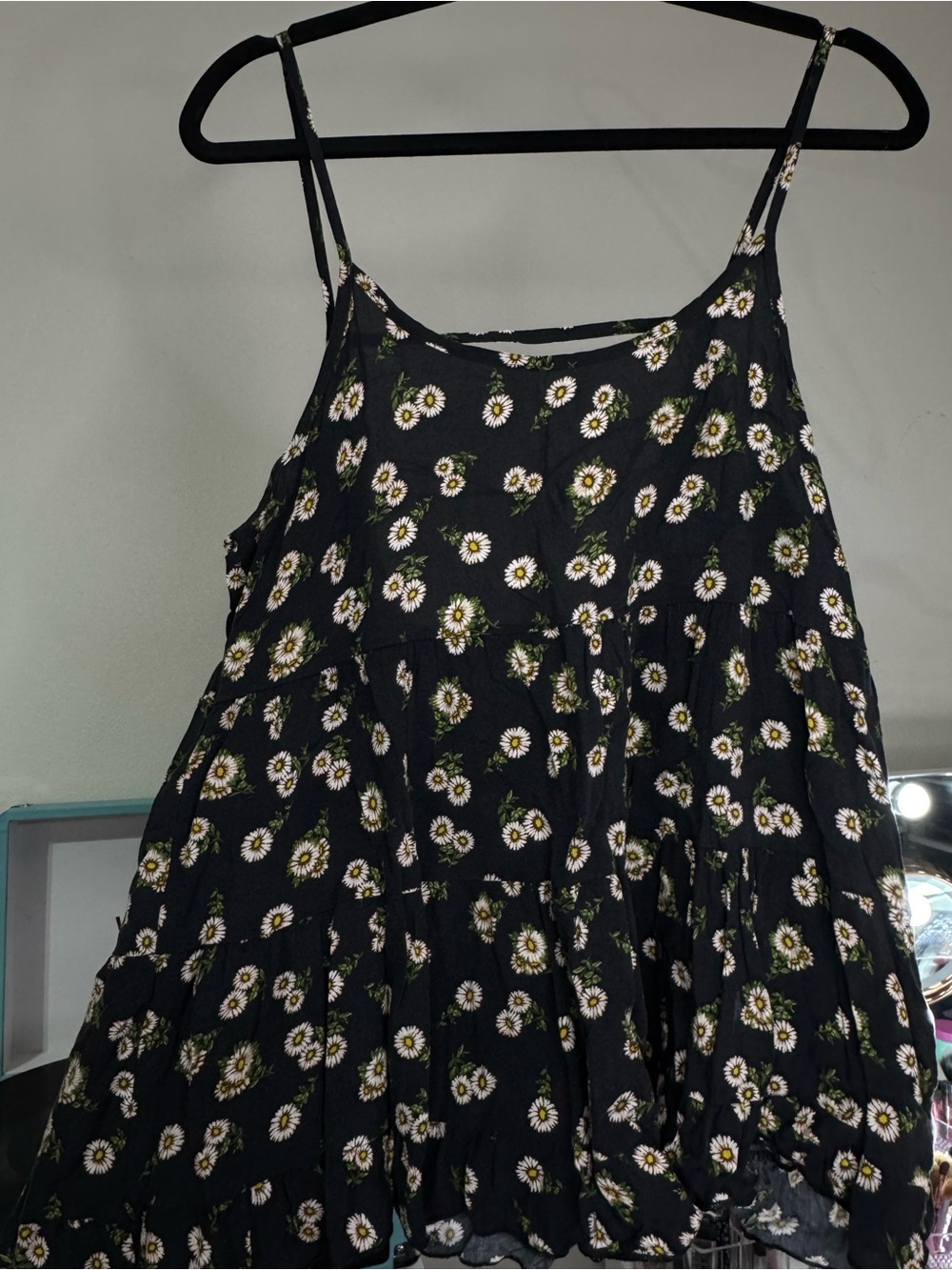 Woman’s Blouse Daisy Print Spaghetti Strap Large